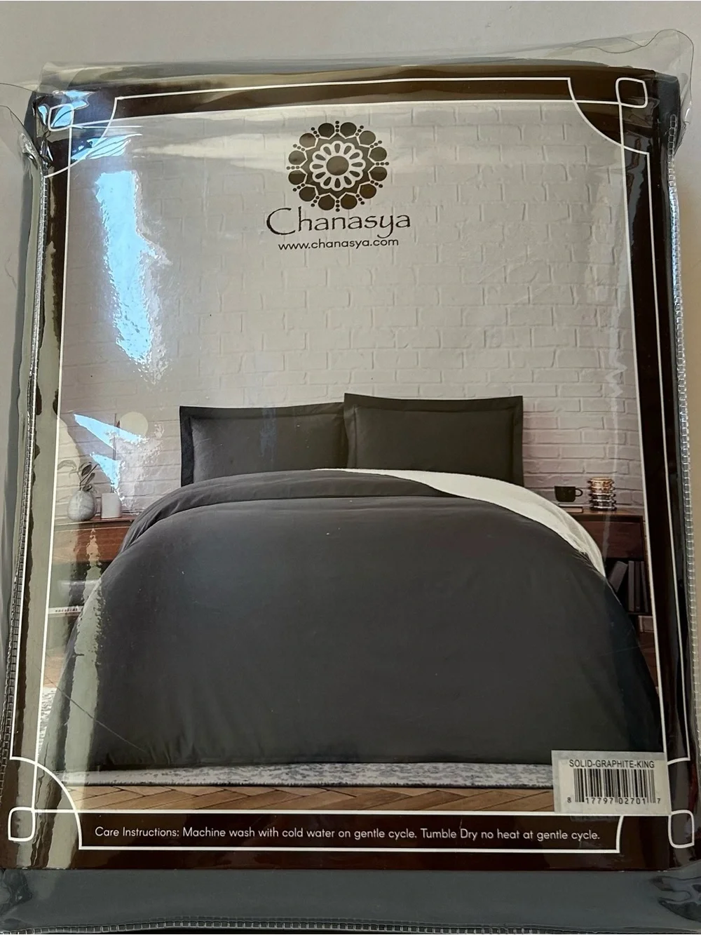 Solid Graphite King Duvet Cover Set - Graphite